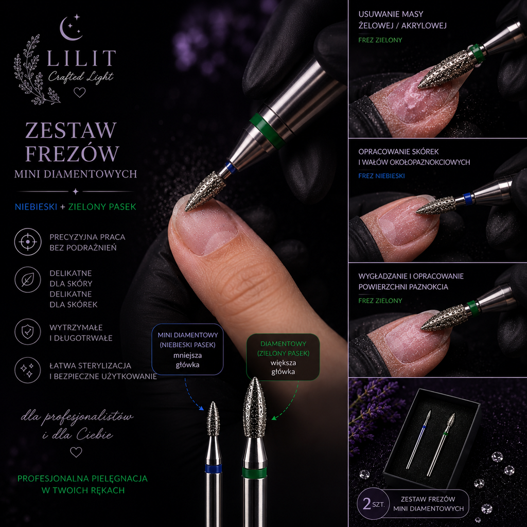 LILIT Zestaw Frezów Płomień Zielony + Mini Płomień 2 szt.