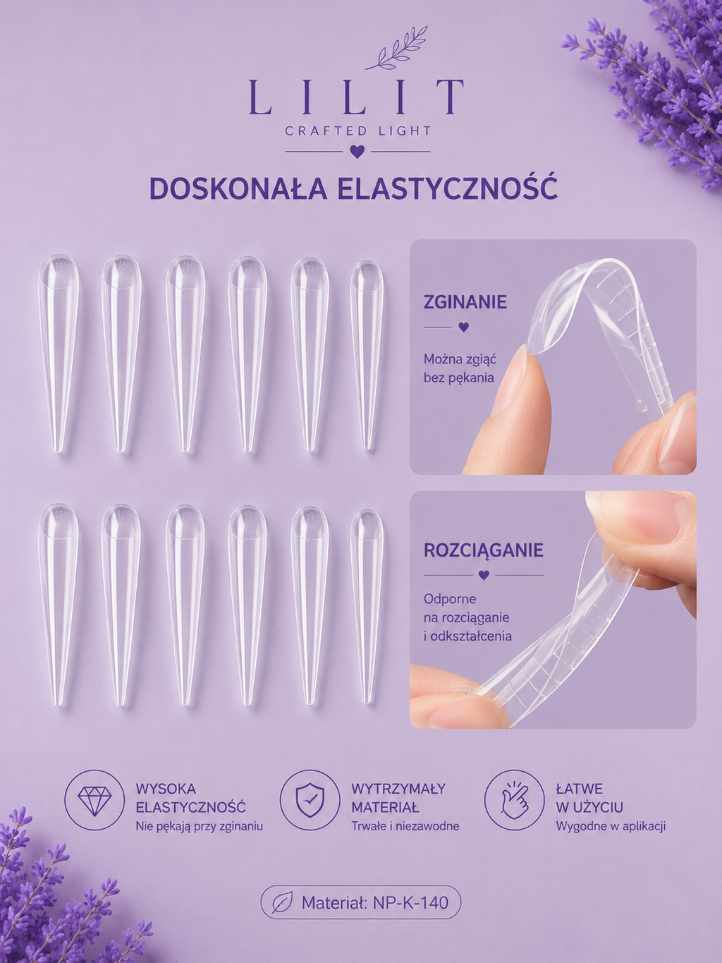 Formy Dual Forms Stiletto Classic 140 szt. – 19 rozmiarów, transparentne
