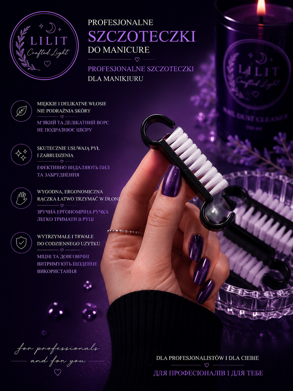 LILIT Crafted Light | Profesjonalne Szczoteczki do Manicure 5 szt