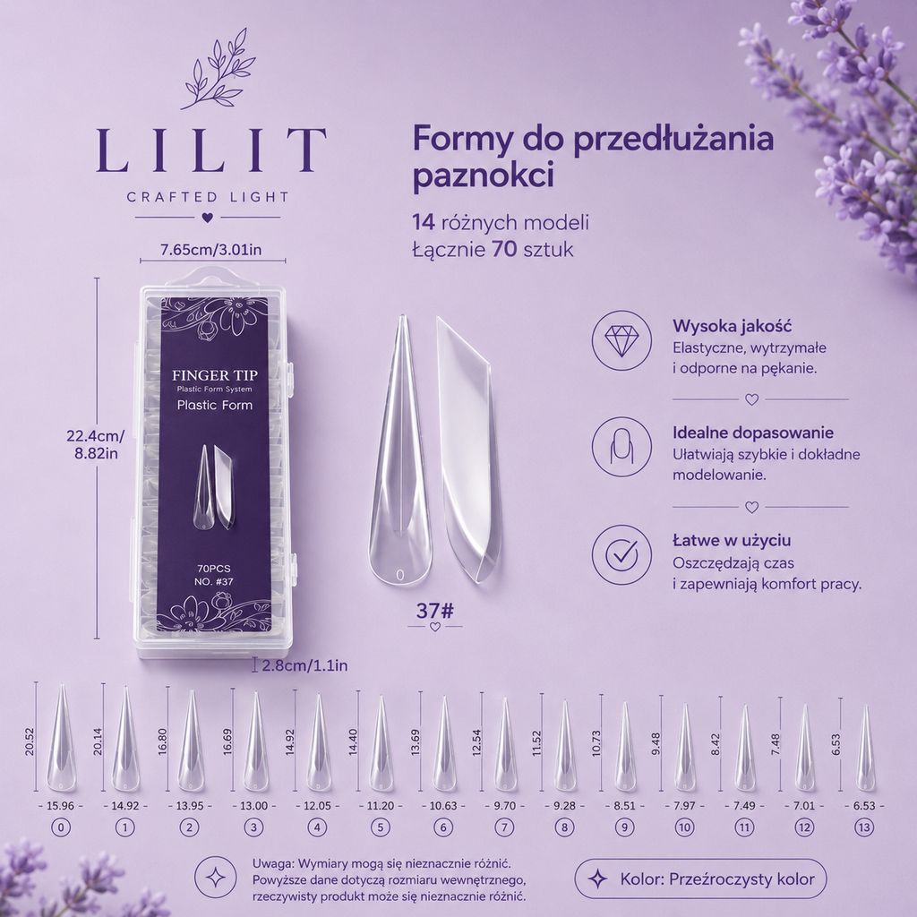 LILIT Crystal Stiletto Dual Forms NP-K-140 – Formy do Przedłużania Paznokci 140 szt.