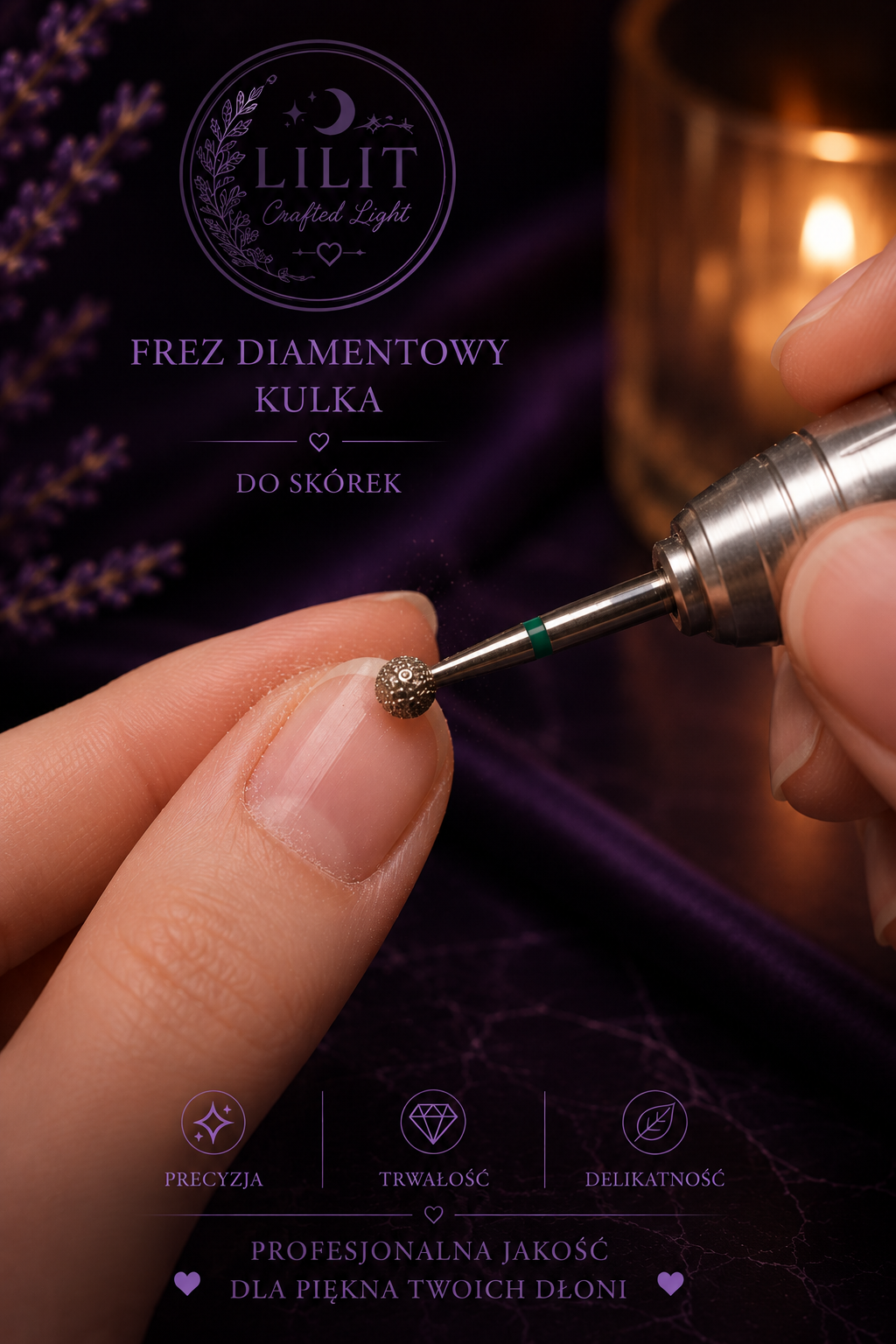 LILIT Frez Diamentowy Kulka Zielona do Skórek
