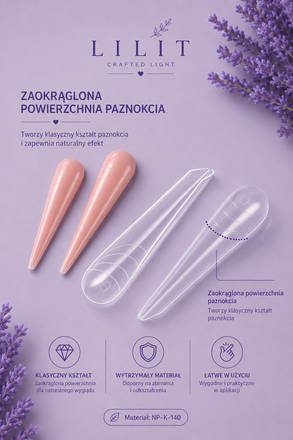 Formy Dual Forms Stiletto Classic 140 szt. – 19 rozmiarów, transparentne