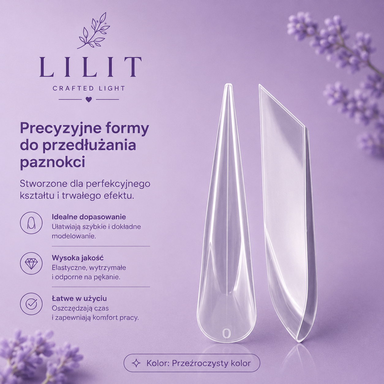LILIT Crystal Stiletto Dual Forms NP-K-140 – Formy do Przedłużania Paznokci 140 szt.