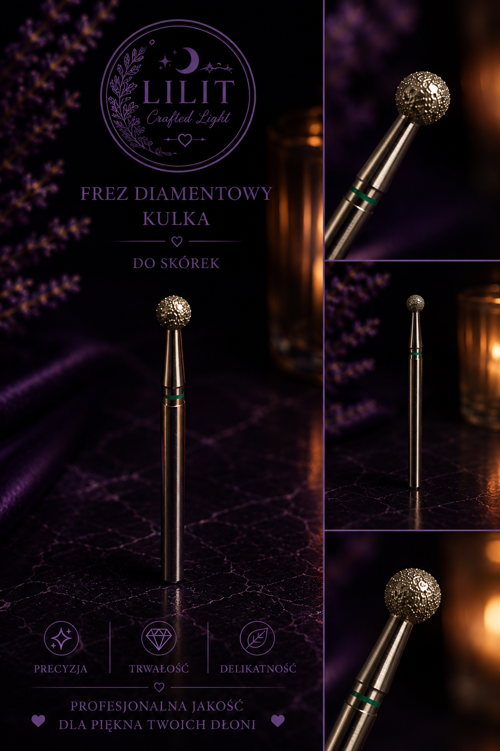 LILIT Frez Diamentowy Kulka Zielona do Skórek