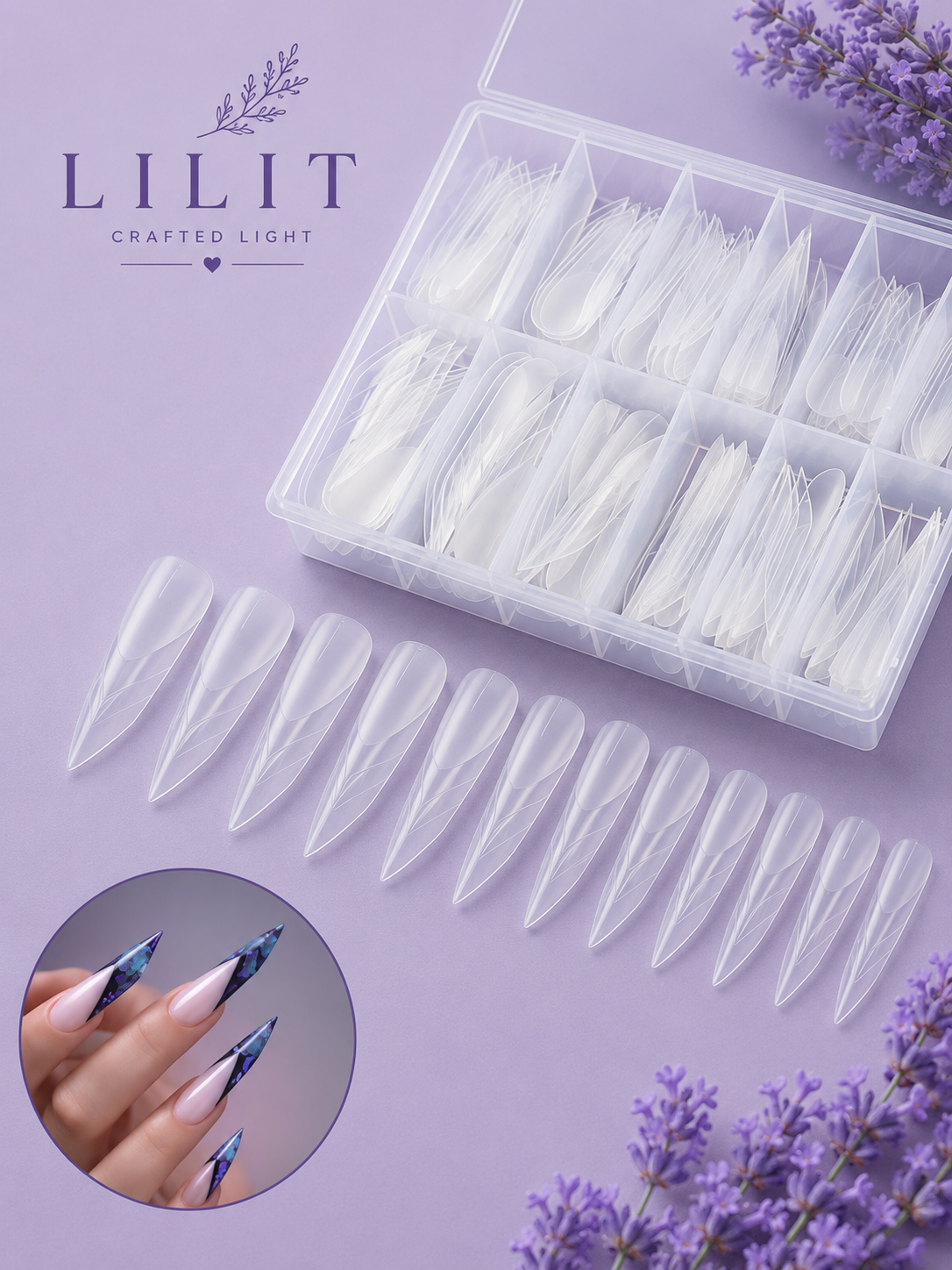 LILIT Crystal Edge Stiletto Dual Forms 140 szt. – Profesjonalne Formy Górne