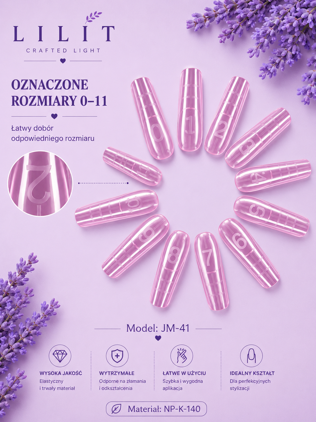 Formy Dual Forms Coffin Pink JM-41 120 szt. – różowe formy do przedłużania paznokci