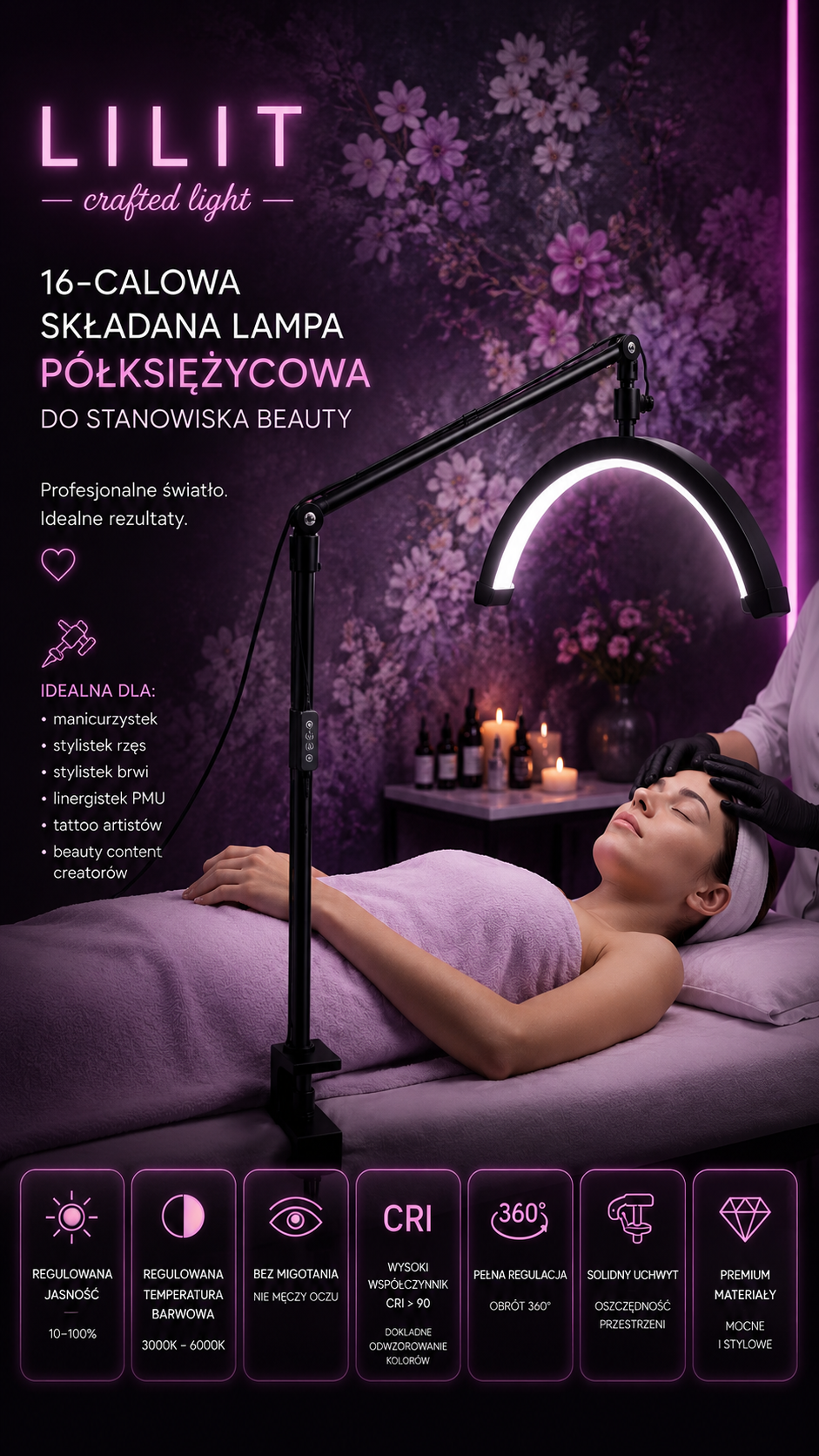 LILIT Lampa Beauty LED 36W do Manicure, PMU i Rzęs