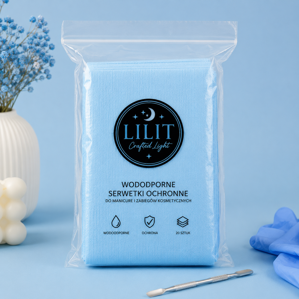 LILIT Crafted Light | Niebieskie Wodoodporne Serwetki Ochronne 20 szt.