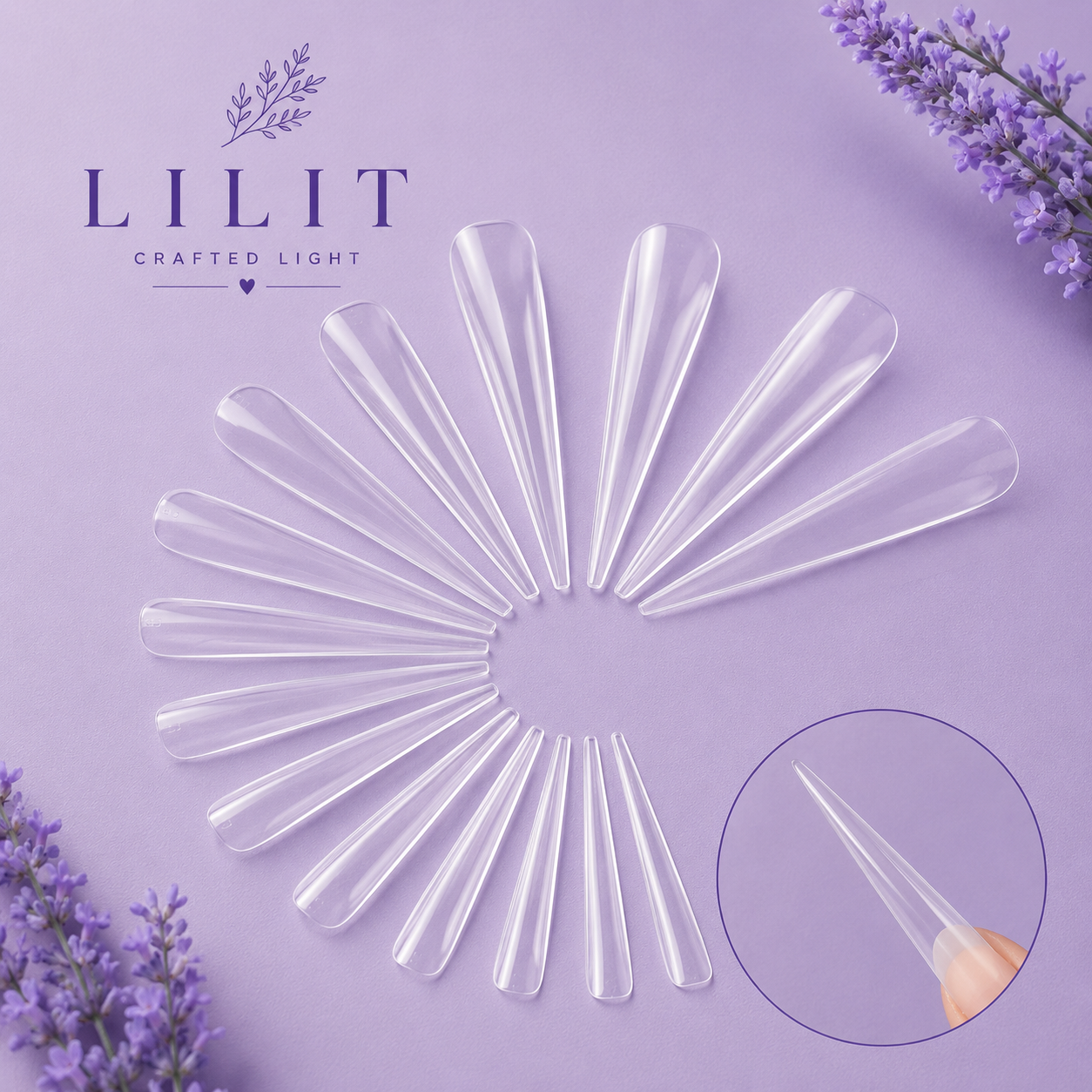 LILIT Crystal Stiletto Dual Forms NP-K-140 – Formy do Przedłużania Paznokci 140 szt.
