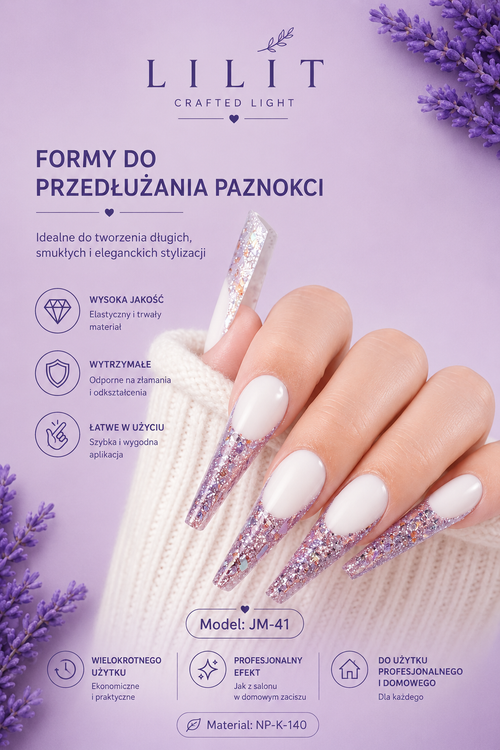 Formy Dual Forms Coffin Pink JM-41 120 szt. – różowe formy do przedłużania paznokci