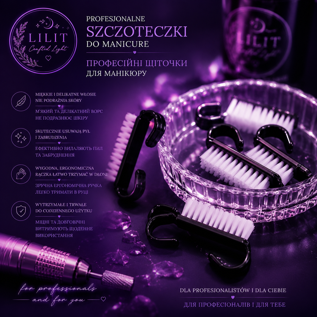 LILIT Crafted Light | Profesjonalne Szczoteczki do Manicure 5 szt