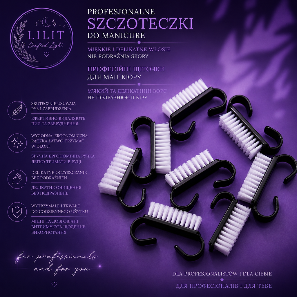 LILIT Crafted Light | Profesjonalne Szczoteczki do Manicure 5 szt