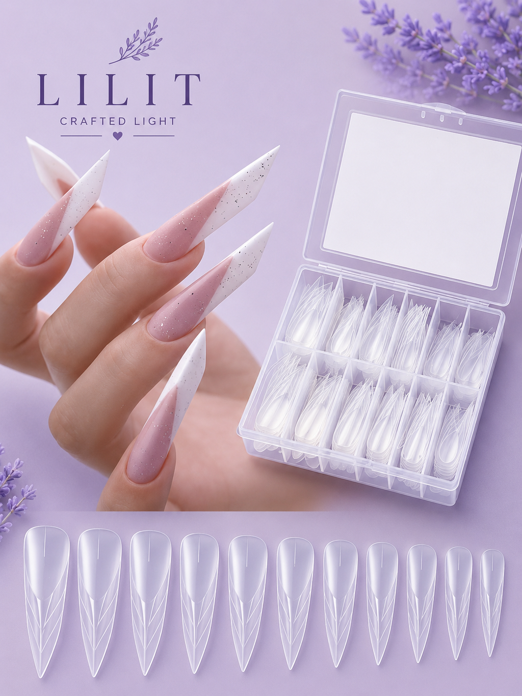 LILIT Crystal Edge Stiletto Dual Forms 140 szt. – Profesjonalne Formy Górne