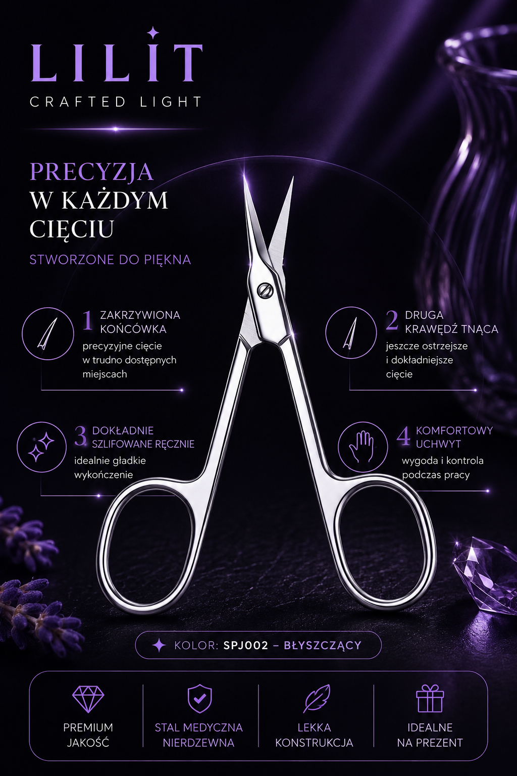 LILIT Nożyczki do Skórek Premium Stal Nierdzewna