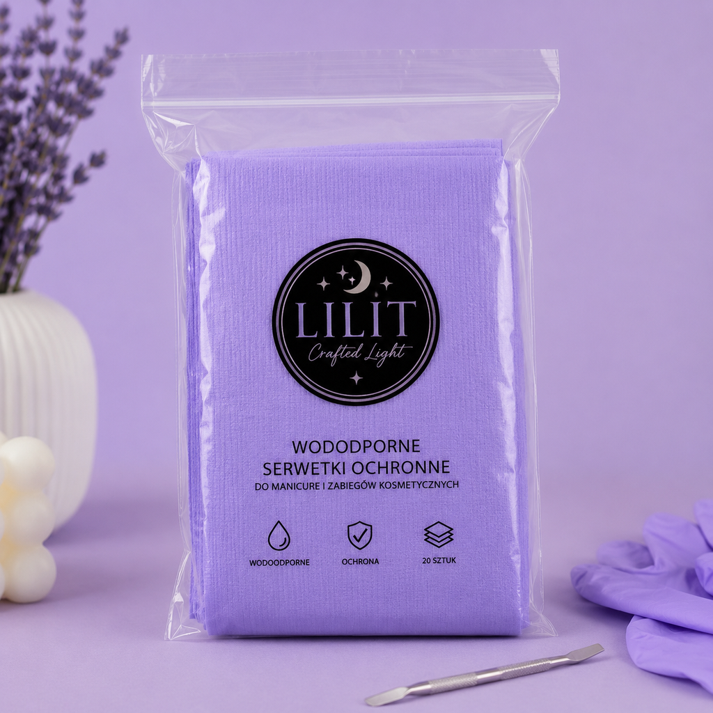 LILIT Crafted Light | Fioletowe Wodoodporne Serwetki Ochronne 20 szt.